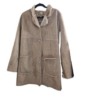 Venom Womens Faux Suede Faux Fur Lined Coat size medium needs repair